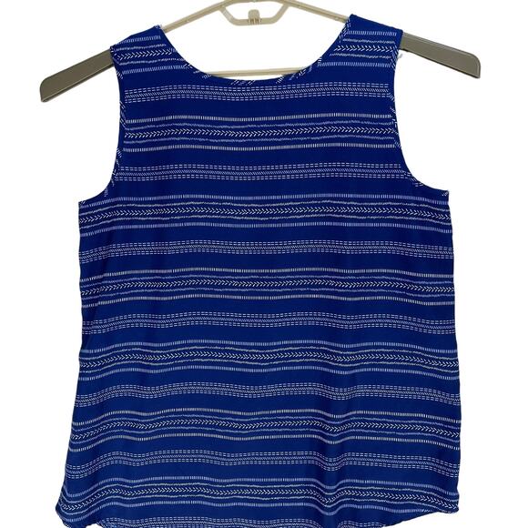 Faded Glory Tank Top Womens Plus Size 1X 16W Blue Striped Sleeveless Y2K Retro - Picture 2 of 5